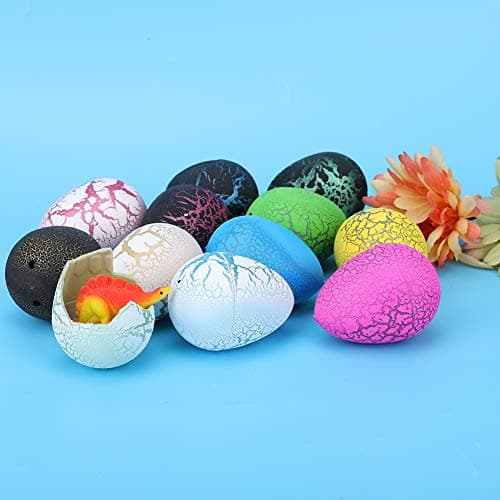 12 pcs oeuf de dinosaure éclosant jouet, oeuf de dinosaure fissuré coloré jouet gonflé oeufs de Pâques jouet éducatif cadeau pour enfants enfants(Oeuf d'incubation de dinosaure)