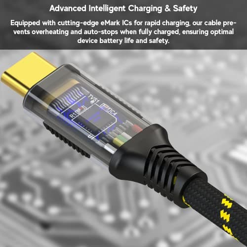 LINKUP - Câble USB 4.0 240W 40Gbps Type-C Thunderbolt 4 [1,2m] 8K@60Hz Transfert de données et Charge Rapide Gainé Durable Compatible avec iPhone 15/16 Pro/Max MacBook Pro/Air iPad Pro Galaxy S23