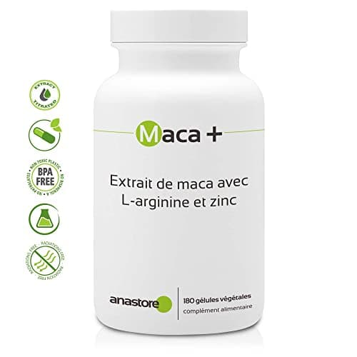 MACA + ARGININE ET ZINC * 461 mg / 180 gélules * Garantie Satisfait ou Remboursé * Fabriqué en France