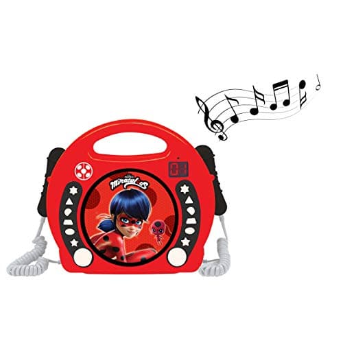 Lexibook Miraculous Ladybug Lecteur CD, Fonction de programmation, Prise écouteurs, Pour enfant,secteur ou Piles, Rouge/Noir, RCDK100MI