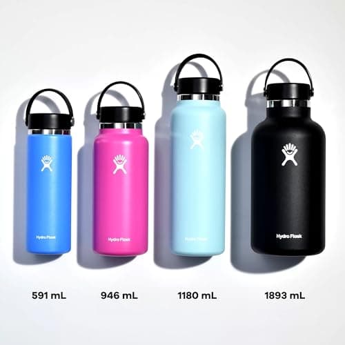 HYDRO FLASK - Wide Mouth - Gourde Isotherme 946 ml (32 oz) - Bouteille Inox à Isolation Sous Vide - Bouchon Antifuite et Revêtement par Poudre - Sans BPA - Ouverture Large - Cascade