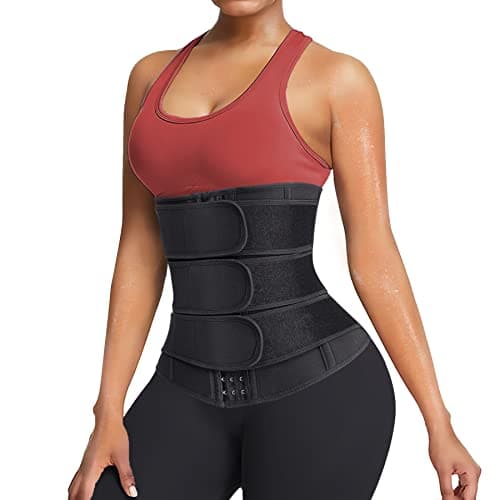Bingrong Ceinture de Sudation Femme Sport Réglable Ceinture Abdominale Corset Minceur Gaine Amincissante Ventre Plat Néoprène Serre Taille Waist Trainer Body Shaper (Noir, Small)