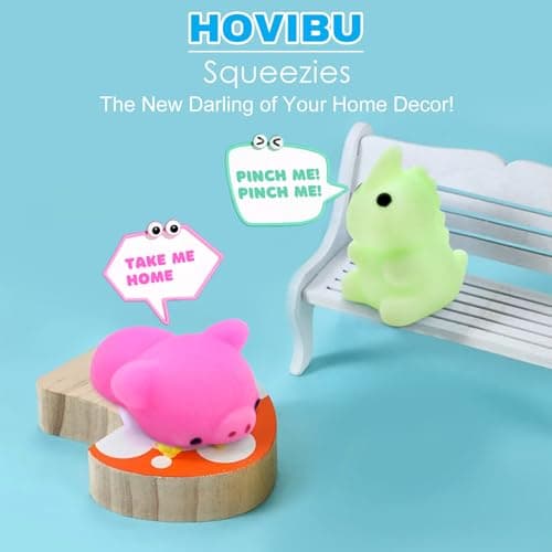HOVIBU 50 Pièces Kawaii Mochi Squishy Toys, Mignon Mini Squishies Squeeze Animaux Jouets Anti Stress, pour Cadeau d'anniversaire, Fête d'enfant Cadeau de Noël Pâques
