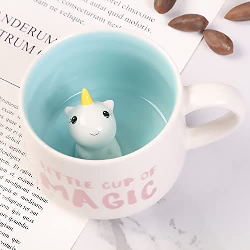 Tasse licorne 3D en céramique, unique faite à la main, cadeau de Noël pour anniversaire, femme, fille, petite amie (licorne)