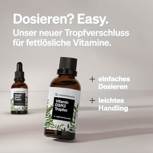 Gouttes de vitamine D3 et K2 50 ml – premium : >99,7% all-trans (K2VITAL® de Kappa) + D3 hautement biodisponible – produit testé en laboratoire, fortement dosé, liquide