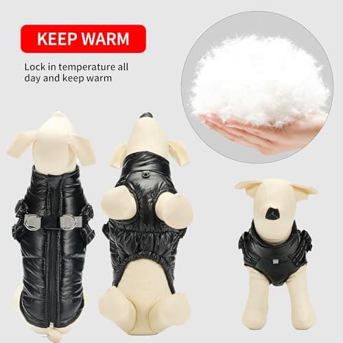 Manteau d'hiver Chaud pour Chien, Coupe-Vent Imperméable pour Chien, Gilet d'hiver pour Chien Veste d'hiver pour Petit Chien Manteau pour Chien Chiot avec Harnais(Noir L)