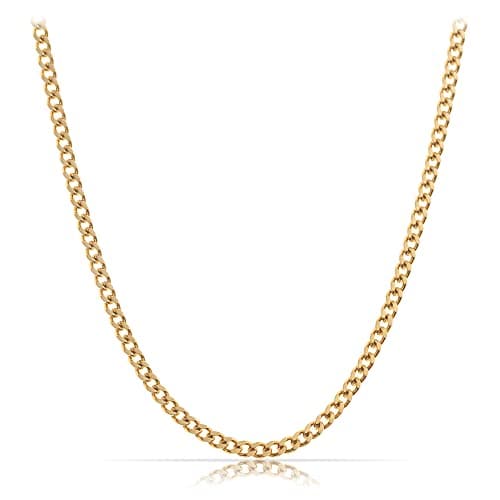 Made by Nami Collier pour Homme en Acier Inoxydable - Chaîne à Maillons en d'Or Massif de 60 cm - Chaîne pour Homme Artisanale - Cadeau pour Lui - Bijoux pour Homme (Or 2mm)