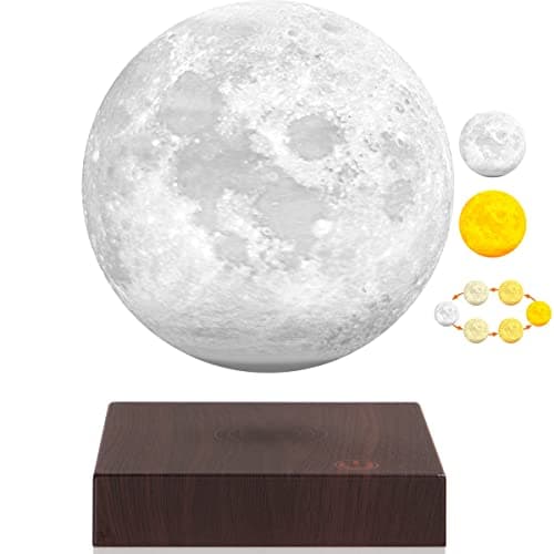 Lampe de lune flottante à lévitation magnétique - Lampe de lune LED à impression 3D avec contrôle tactile, 3 modes de rotation, veilleuse pour le bureau, la maison et la table, cadeau créatif