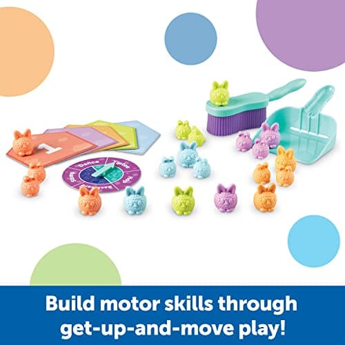 Learning Resources Lapins à compter et à nettoyer , activités petite enfance, kit de jouets éducatifs, jouets d’enseignement des couleurs, 29 pièces, à partir de 3 ans