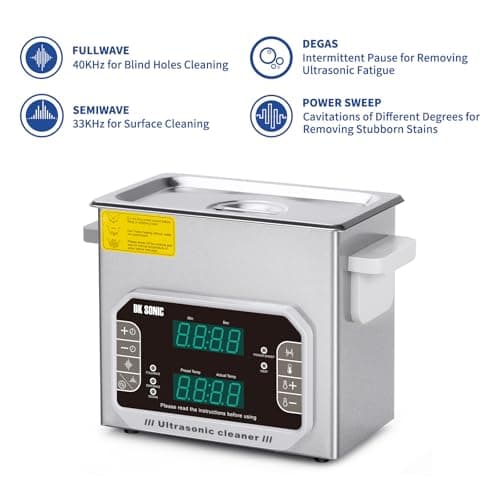 DK SONIC professionnel Nettoyeur à ultrasons Nettoyeur sonique 3L avec chauffage et panier pour prothèse dentaire, petites pièces métalliques, disque, circuit imprimé, outils de laboratoire, etc.