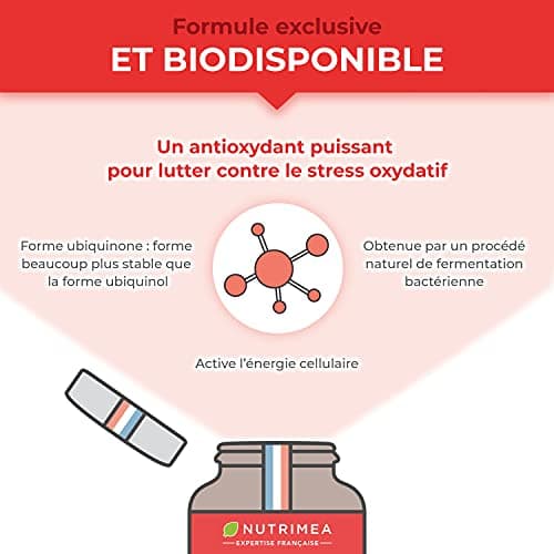 COENZYME Q10 - Puissant Antioxydant Naturel - Protecteur Anti-Age - Énergie Cellulaire - Absorption Maximale - Forme la Plus Stable - 120 Gélules Vegan - Nutrimea - Fabriqué en France