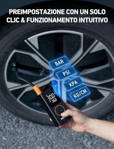 AstroAI Gonfleur Pneus Voiture, Compresseur à Air Portatif, Compresseur Voiture 150PSI, Gonfleur Pneus Voiture Sans Fil compacte, avec Batterie Rechargeable et Lumière LED pour Vélos, Motos, Boules
