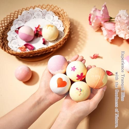 MOKYDUO Bombes de bain pour femmes, cadeaux, lot de 12, populaires, contiennent des huiles essentielles naturelles, fête des mères, cadeau du jour blanc, Saint-Valentin, Noël, anniversaire「Flipped」