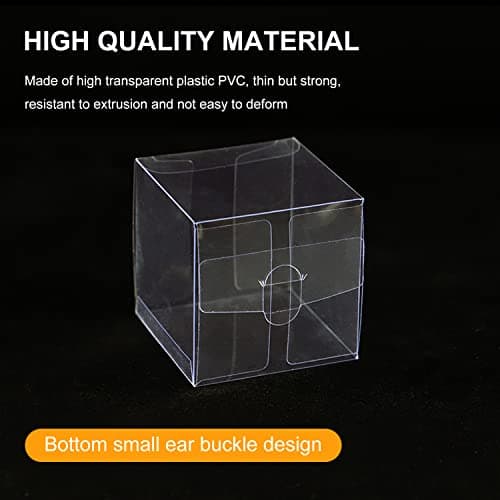 ZWZNBL Lot de 50 boîtes en plastique transparent pliables et carrées, pour bonbons, biscuits au chocolat, conviennent pour des mariages, fêtes, anniversaires, 5 x 5 x 5 cm
