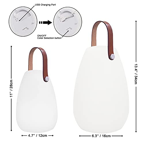 MALUX Lampe de table LED extérieur 2 pièces avec Télécommande Blanc chaud 8 couleurs Intensité variable Lampe de Table sans fil étanche IP44 Décoration idéale pour votre maison et jardin (Cuir)