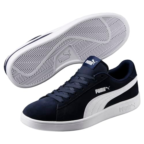 PUMA Smash V2, Baskets Mixte, Peacoat Puma Blanc, 43 EU
