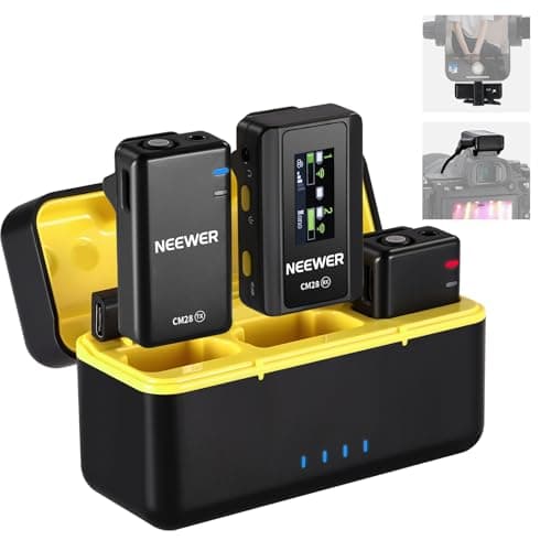 NEEWER CM28 Système de microphone cravate sans fil ,stockage de 4 Go pour 9 heures de 48 kHz 16 bits Micro cravate audio non compressé Compatible avec iPhone/Android/PC/appareil photo