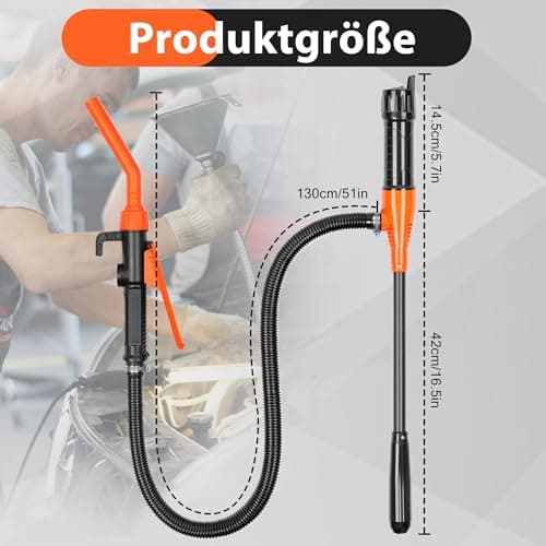 Pompe à essence électrique à piles - Pompe à siphon - Pompe à batterie - Pompe à bidon - Pompe d'aspiration automatique pour essence (orange)