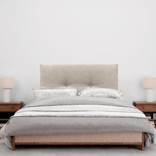 DHOME Tête de lit en Similicuir ou en Tissu AQUALINE Pro Haute qualité d'ameublement Gamme DE Couleurs Nouvelles Tête de lit Deluxe (Tissu Beige, 90x105cm avec Pieds (Lits 70/80/90))