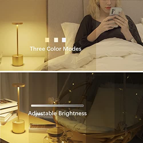 Hapfish Lampes de table sans fil, lampe de bureau LED rechargeable 8000mAh avec télécommande, 3 modes de couleur, lumières modernes à piles pour chambre, bureau, salle à manger