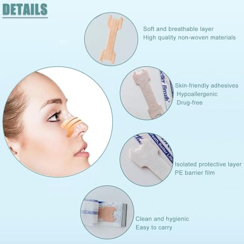 Aischens 120 Pièces Bandes Nasales Anti-Ronflement, Pas de Médicaments, Nasal Strips Patchs Nasaux Contre Ronflement pour Meilleure Respiration pendant le sommeil, Taille L (66 * 19mm)