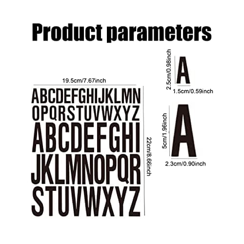 WeddHuis 8 Lettres Adhésives Vinyle Imperméable en Noir, 2,5cm 5cm, Autocollants Scrapbooking pour Boîtes Aux Lettres et Artisanat
