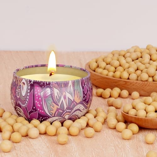 Lot de 9 bougies parfumées pour femme, 180 heures bougies d'aromathérapie, en cire de soja, bougies en verre pour la maison, la fête des mères, un anniversaire, (Blue, 9)