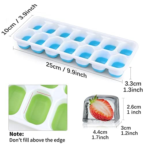 Lot de 4 Bacs à Glaçons avec Couvercle, JRISBO Moule à Glaçons en Silicone sans BPA Certifié LFGB, Empilable Glaçons Plaque Carré Ice Cube Tray pour Nourriture Bébé, Whisky, Boissons