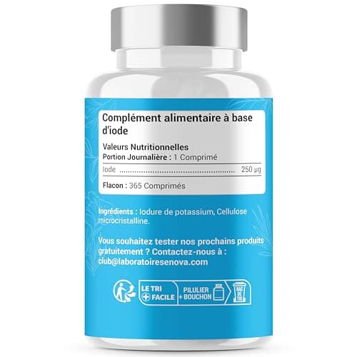 IODE 150 MCG | 365 petits comprimés | Iode thyroide | Fabriqué en France | Iodure de Potassium | Complement alimentaire | Sans additifs indésirables