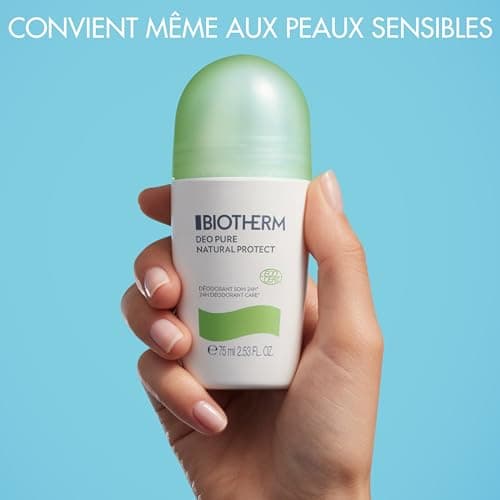 BIOTHERM - Deo Pure Natural Protect - Déodorant Roll-On - Enrichi en Aloe Vera - Anti-Transpirant 24H - Pour une Sensation de Fraîcheur et de Confort - 75 ml