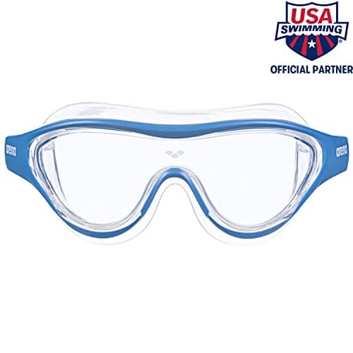 arena Lunettes de Natation Adultes The One Mask , Antibuée, Mixtes, Masque avec Verres Larges, Protection contre les UV, Pont de Nez Auto-ajustable, Bleu (Clear-Blue-White)