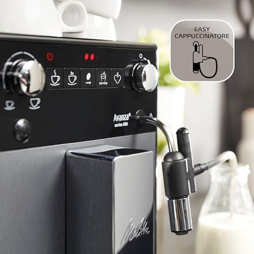 Melitta Avanza Grise, Machine à Café à Grain avec Broyeur et Système d'Extraction des Arômes, Silencieuse, Fonction Easy Cappuccinatore, Mode 1 à 2 Tasses, Automatique, F270-100, 1450W