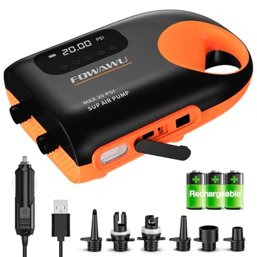 FOWAWU 3 * 7800mAh Gonfleur Electrique Paddle, Gonfleur Batterie Paddle 20PSI, Paddle Electrique Paddle Gonfler et Dégonfler Système à Deux Vitesses Arrêt Automatique 12V CC