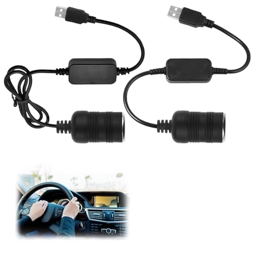 2PCS 5 V USB A Mâle Vers 12 V Adaptateur de Prise Allume Cigare de Voiture, 12 et 27 Pouces Deux Longueurs USB Prises Allume Cigare, pour Enregistreur Conduite Chien Électronique Chargeur de Voiture