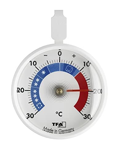 TFA Dostmann Thermomètre de refroidissement analogique, 14.4006, petit contrôle pratique pour réfrigérateur/congélateur, blanc