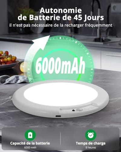 Bojim Plafonnier LED avec Detecteur de Mouvement, ø19cm Plafonnier Sans Fil Télécommande, Lampe de Plafond Rechargeable 3 modes Déclairage Luminosité Réglable pour Couloirs Escalier Balcon Garage