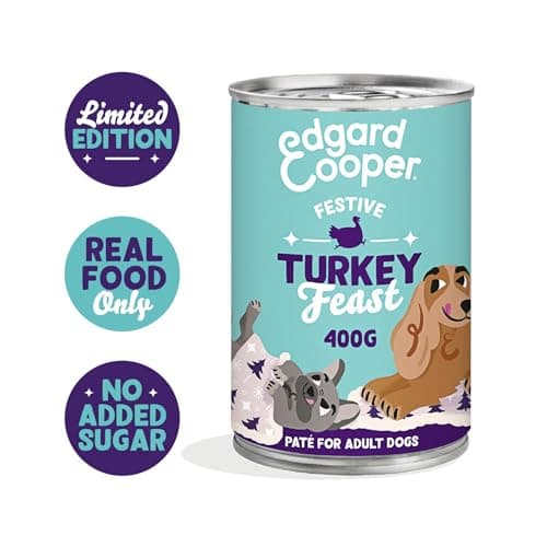 Edgard & Cooper Pâté Pour Chien, (Festive Dinde, 400g x 6), Savoureuse et Festive, Sans Céréales, Viande fraîche et protéines de qualité, Vrais ingrédients pour chiens, Hypoallergénique