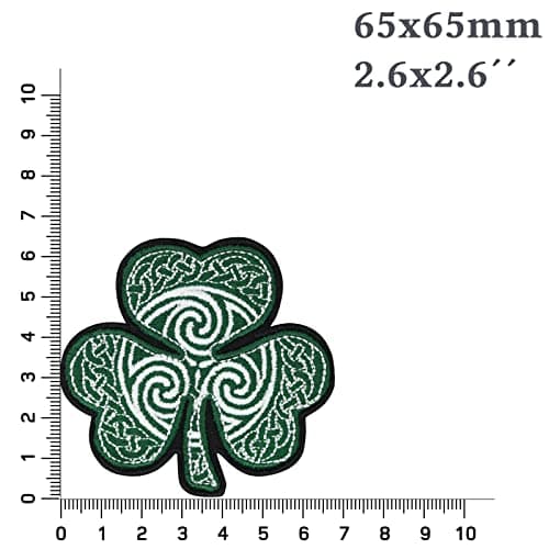Écusson trèfle celtique brodé | Patch du trèfle celtique avec nœud celtique à thermocoller/coudre | 65x65mm