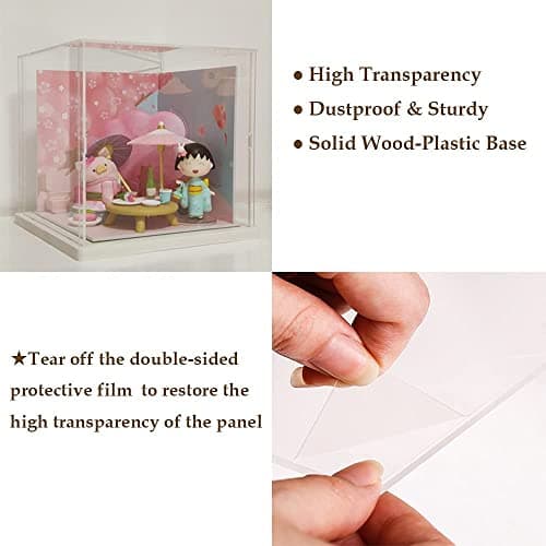 Nynelly Vitrine Acrylique Transparente pour Collection Figurine, Assembler Boîte Présentoir Rangement De Vitrine Antipoussière pour Action Pop Figures Jouets De Collection, 15x15x15cm,Blanc