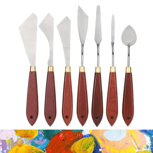 Fyearfly Couteau à palette en acier inoxydable, 7 pièces/ensemble de grattoirs de mélange de couteau à palette en acier inoxydable pour mélange acrylique de peinture à l'huile