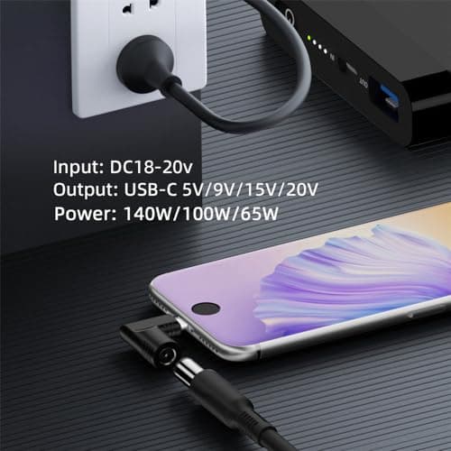 NFHK Adaptateur de charge 90 degrés coudé 140 W 100 W DC 4,5 x 3,0 mm pour téléphone portable