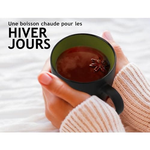 MIAMIO - 6 x 350 ml Tasse à café en grès/Ensemble de tasses Le Papillon Collection (Noir-Vert)