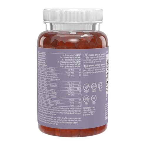 Shine Bright Gummies Pousse Cheveux | Vitamines pour la peau, les cheveux et ongles | Biotin, Acide Folique, Vitamine B6, B12 | 60 Gummies | Tummy Tox
