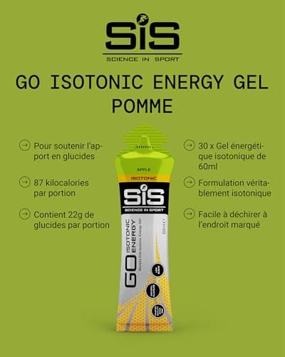 Science in Sport GO Isotonic Energy Gel 30x60ml Pomme, Vegan - Formule isotonique avec 22g de glucides, Excellente source d’énergie, Alternative optimale aux boissons isotoniques