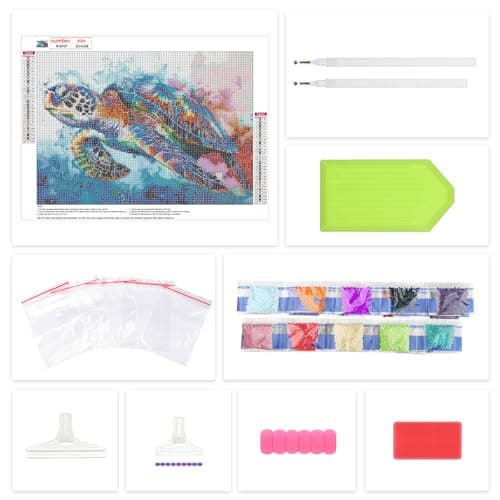 AIRDEA Tortue de mer Diamond Painting Adulte, 5D DIY Aquarelle Peinture Diamant Activité Manuelle Adulte, Diamant Painting pour Décoration Murale Maison 40x30 cm