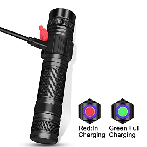 DARKBEAM Lampe Torche UV Lamp Lumière Noire 395nm rechargeable Wood's lampe, Blacklight Ultraviolet Portable Mini Torch LED avec clip, Détecteur d'urine pour animaux, Durcissement de résine, Lot de 2