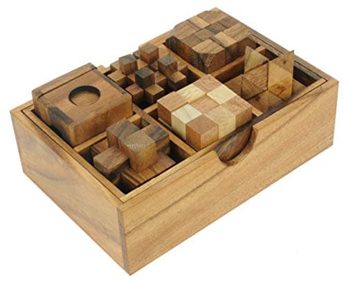 Casse-tête en Bois 3D de Namesakes® (x6) - Jeux de réflexion sur Le IQ - Défi de Table Original - Cadeau Amusant pour Les Adultes et Les Enfants - Boîte Cadeau en Bois Massif !