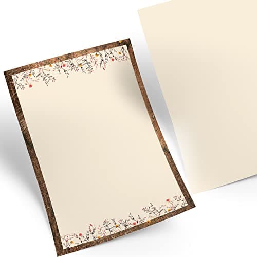Logbuch-Verlag Paper-Media Lot de 25 feuilles de papier à lettre vintage Motif floral Format A4