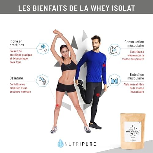 Nutripure | Whey Isolate Native en Poudre | Complément Alimentaire à base de Protéines de lait | Développement Musculaire & Musculation | BCAA, EAA | Chocolat | 750gr | Made in France