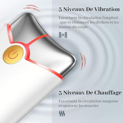 Profey Gua Sha Visage, Appareil Massage Visage avec 3 Couleurs, Appareil Anti Rides Visage avec chauffage par vibration, EMS Gua Sha pour anti-rides et anti-âge